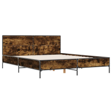 vidaXL füstös tölgyszínű szerelt fa és fém ágykeret 120 x 190 cm ágy és ágykellék