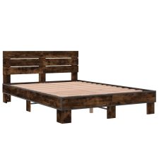 vidaXL füstös tölgyszínű szerelt fa és fém ágykeret 120 x 200 cm (3280154) ágy és ágykellék
