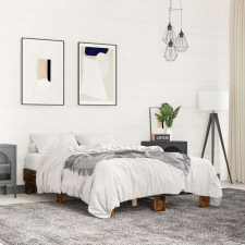 vidaXL füstös tölgyszínű szerelt fa és fém ágykeret 135 x 190 cm ágy és ágykellék