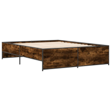 vidaXL füstös tölgyszínű szerelt fa és fém ágykeret 150 x 200 cm (3279884) ágy és ágykellék
