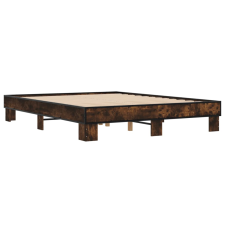 vidaXL füstös tölgyszínű szerelt fa és fém ágykeret 150 x 200 cm (3280234) ágy és ágykellék
