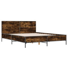 vidaXL füstös tölgyszínű szerelt fa és fém ágykeret 160 x 200 cm ágy és ágykellék
