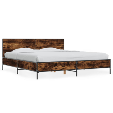 vidaXL füstös tölgyszínű szerelt fa és fém ágykeret 180 x 200 cm ágy és ágykellék