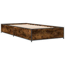 vidaXL füstös tölgyszínű szerelt fa és fém ágykeret 90 x 190 cm (845118) ágy és ágykellék