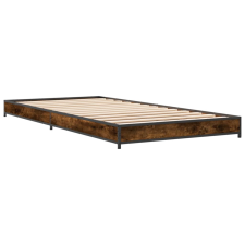vidaXL füstös tölgyszínű szerelt fa és fém ágykeret 90 x 200 cm (845178) ágy és ágykellék