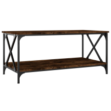 vidaXL füstös tölgyszínű szerelt fa és vas dohányzóasztal 100x50x45 cm (823309) bútor