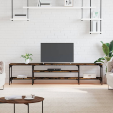 vidaXL füstös tölgyszínű szerelt fa és vas TV-szekrény 201x35x45 cm bútor