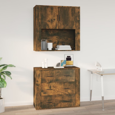 vidaXL füstös tölgyszínű szerelt fa fali szekrény 80x33x80 cm bútor