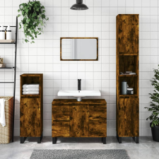vidaXL füstös tölgyszínű szerelt fa fürdőszobaszekrény 30x30x100 cm fürdőszoba bútor