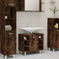 vidaXL füstös tölgyszínű szerelt fa fürdőszobaszekrény 60x32x53,5 cm fürdőszoba bútor