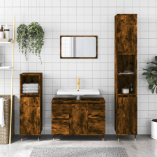 vidaXL füstös tölgyszínű szerelt fa fürdőszobaszekrény 80 x 33 x 60 cm fürdőszoba bútor