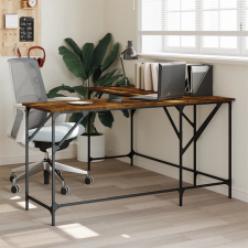 vidaXL füstös tölgyszínű szerelt fa íróasztal 149x149x75 cm íróasztal