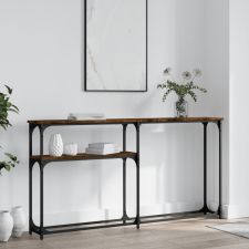 vidaXL füstös tölgyszínű szerelt fa tálalóasztal 145x22,5x75 cm bútor
