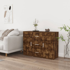 vidaXL füstös tölgyszínű szerelt fa tálalószekrény 91x29,5x65 cm bútor