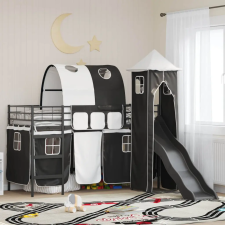 vidaXL Gyerekek Loft Ágykerete Fekete 75 x 190 cm Fém gyermekágy