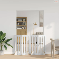 vidaXL Hajtható állatkerítés 4 pcs Magasfényű Fehér 201 x 38 x 90 cm szállítóbox, fekhely kutyáknak