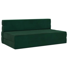 vidaXL Hajtogatható Kanapéágy Sötétzöld 203 x 152 x 15 cm Bársony bútor