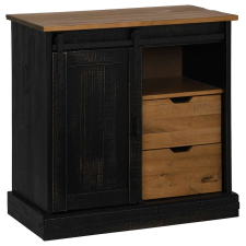 vidaXL HALDEN fekete tömör fa komód tolóajtós 80x40x80 cm (4018420) bútor