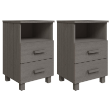 vidaXL HAMAR 2 db világosszürke tömör fa éjjeliszekrény 40x35x62 cm (340419) bútor