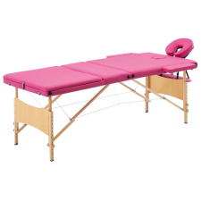 vidaXL háromzónás rózsaszín összecsukható fa masszázsasztal szépségápolási bútor