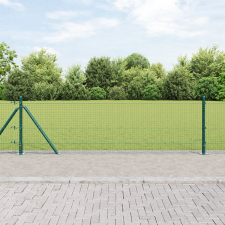 vidaXL Hegesztett Drótháló Kerítés 13 Fémlábbal Zöld 0.4x50 m Acél építőanyag