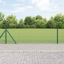 vidaXL Hegesztett Drótháló Kerítés 13 Flancos Oszlopokkal Zöld 0.4x100 m Acél építőanyag