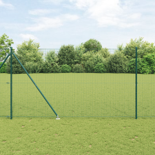 vidaXL Hegesztett Drótháló Kerítés 7 Tüskés Oszloppal Zöld 1.6x10 m Acél építőanyag
