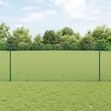 vidaXL Hegesztett Drótkerítés 11 U Oszloppal Zöld 1x25 m Acél építőanyag
