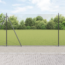 vidaXL hegesztett drótkerítés 13 flancos oszlopokkal Szürke 1.6x25 m Acél építőanyag