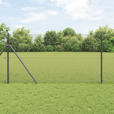 vidaXL Hegesztett Drótkerítés 13 Oszloppal Szürke 1.4x25 m Acél építőanyag