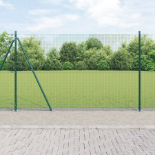 vidaXL Hegesztett Drótkerítés 13 peremes oszloppal Zöld 1.5x25 m Acél építőanyag