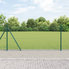 vidaXL Hegesztett drótkerítés 13 poszttal Zöld 0.8x50 m Acél építőanyag