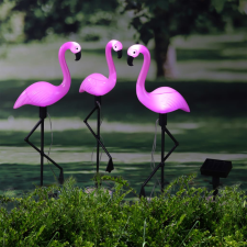 vidaXL HI 3 db flamingó alakú napelemes LED-es kerti kitűzőkaró kültéri világítás