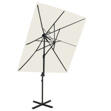 vidaXL homokszínű dupla tetejű konzolos napernyő 250 x 250 cm kerti bútor