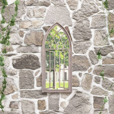vidaXL homokszínű vas kerti tükör kültéri használatra 70 x 30 cm bútor