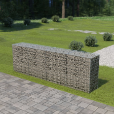 vidaXL horganyzott acél gabion fal fedéllel 300 x 50 x 100 cm kerti dekoráció