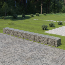 vidaXL Horganyzott acél gabion fal fedéllel 600 x 50 x 50 cm kerti dekoráció