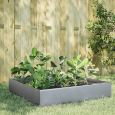 vidaXL Horganyzott acél kerti magaságyás 100 x 100 x 33,5 cm kerti tárolás