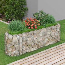 vidaXL horganyzott vas gabion magaságyás 190 x 50 x 50 cm kerti dekoráció