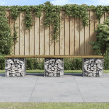 vidaXL impregnált fenyőfa gabion kerti pad 203 x 44 x 42 cm kerti bútor