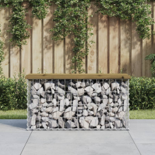 vidaXL impregnált fenyőfa gabion kerti pad 83 x 31,5 x 42 cm kerti bútor
