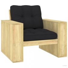 vidaXL impregnált fenyőfa kerti szék fekete párnákkal kerti bútor