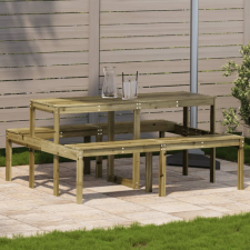 vidaXL Impregnált fenyőfa piknik asztal 160 x 134 x 75 cm kerti bútor