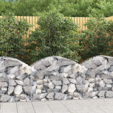 vidaXL íves horganyzott vas gabion kosár 100x50x60/80 cm kerti dekoráció