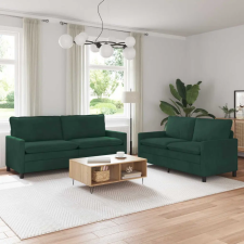 vidaXL Kanapé Szett 2 pcs Sötétzöld Bársony bútor