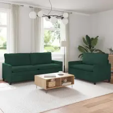 vidaXL Kanapé Szett 2 pcs Sötétzöld Bársony bútor