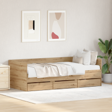 vidaXL Kanapéágy Mesteri tölgy Mérnöki fa 90 x 200 cm Tartós Kanapéágy ágy és ágykellék