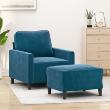 vidaXL Kék bársony kanapéfotel lábtartóval 60 cm bútor