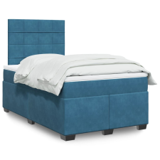 vidaXL kék bársony rugós ágy matraccal 120 x 190 cm ágy és ágykellék