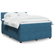 vidaXL kék bársony rugós ágy matraccal 140 x 190 cm ágy és ágykellék